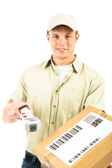 Postbote scannt Paket ab 20120809